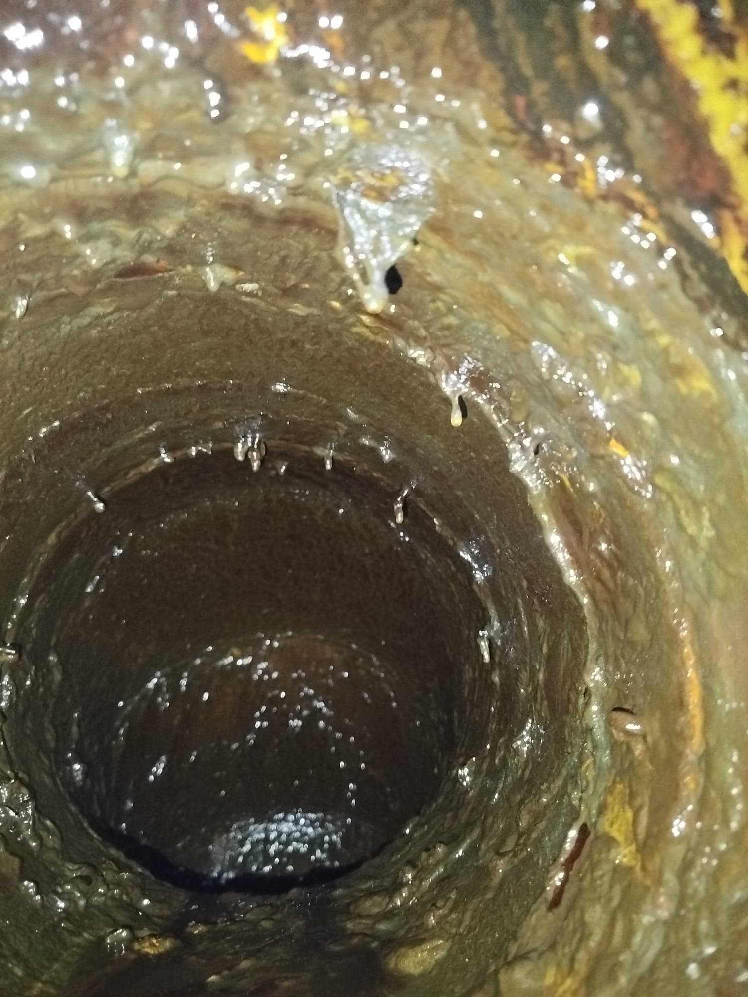 Interior de un sistema de extracción con acumulación de grasa